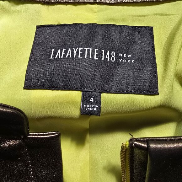 Lafayette 148 New York genuine leather brown full zip jacket blazer Sz4 - Picture 4 of 11